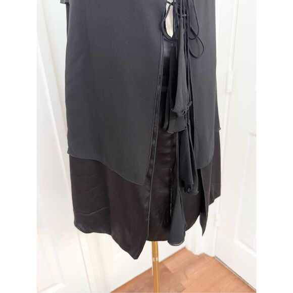 Vintage Vivienne Tam Womens Black Tiered Silk Mini Dress Size 1 Small - Picture 5 of 7